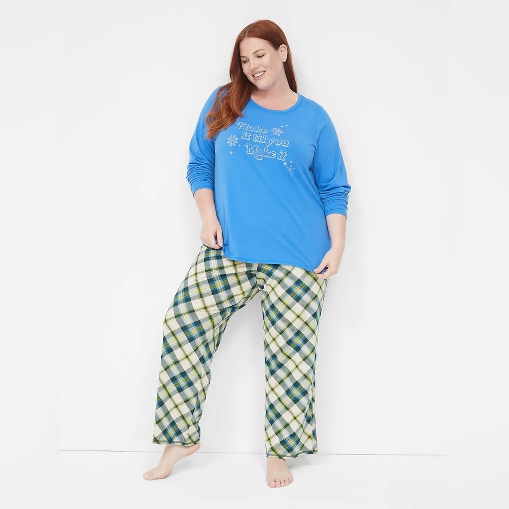 Lane Bryant Comfy Cotton PJ Pant Set 18/20 NWT IN BAG Flake It Till You Make It❄